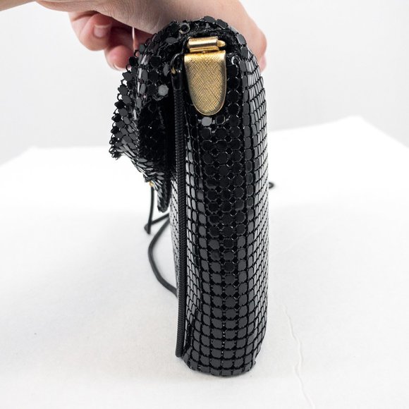 Vintage 70s Chainmail Embellished Purse Black - Picture 6 of 12